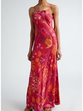 FARM Rio Sunset Tapestry Satin Maxi Slipdress Size Medium